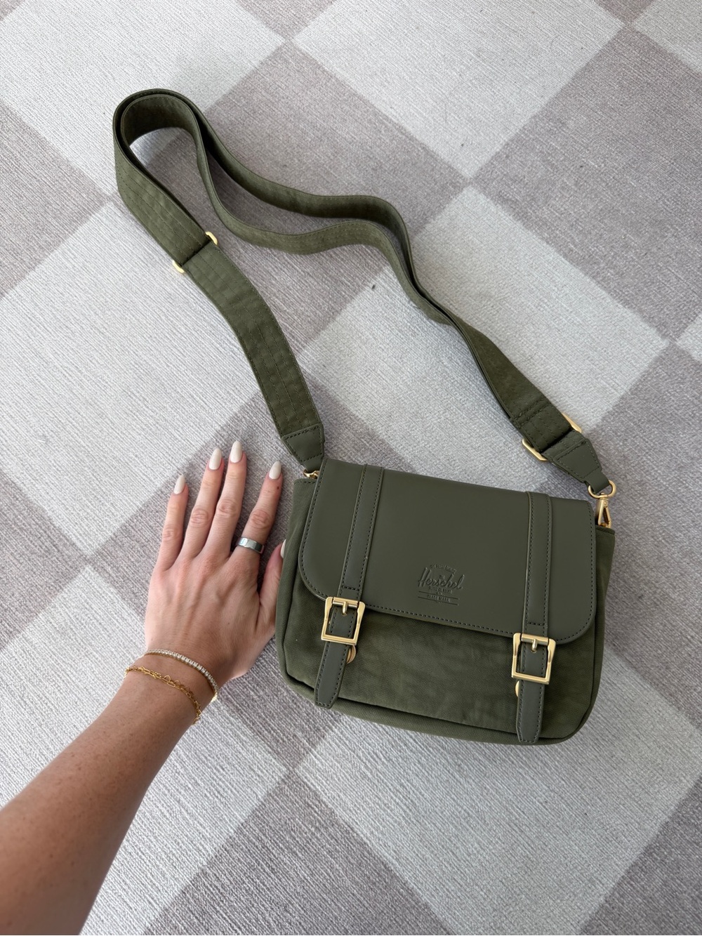 Herschel Supply Company Olive Crossbody Bag with Gold Hardware